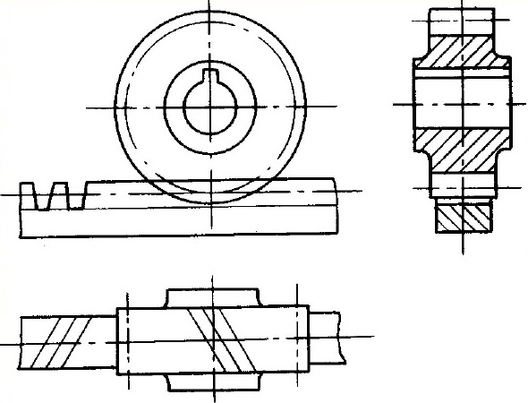齒輪和齒條嚙合的畫法 齒輪和齒條嚙合的畫法